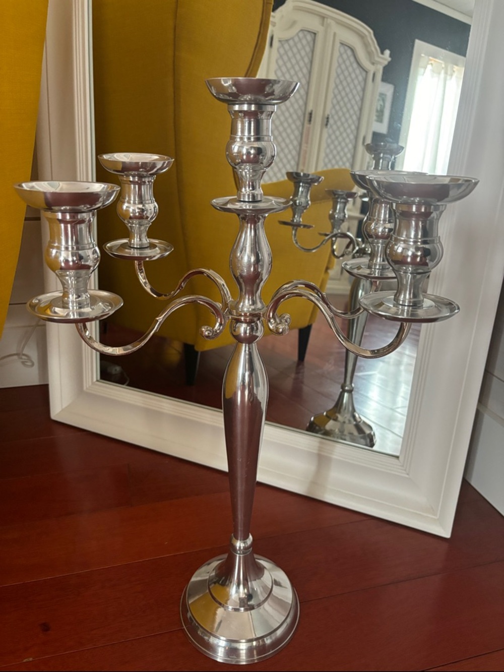 Silver Plated Five-Arm Candelabra Candle Holder